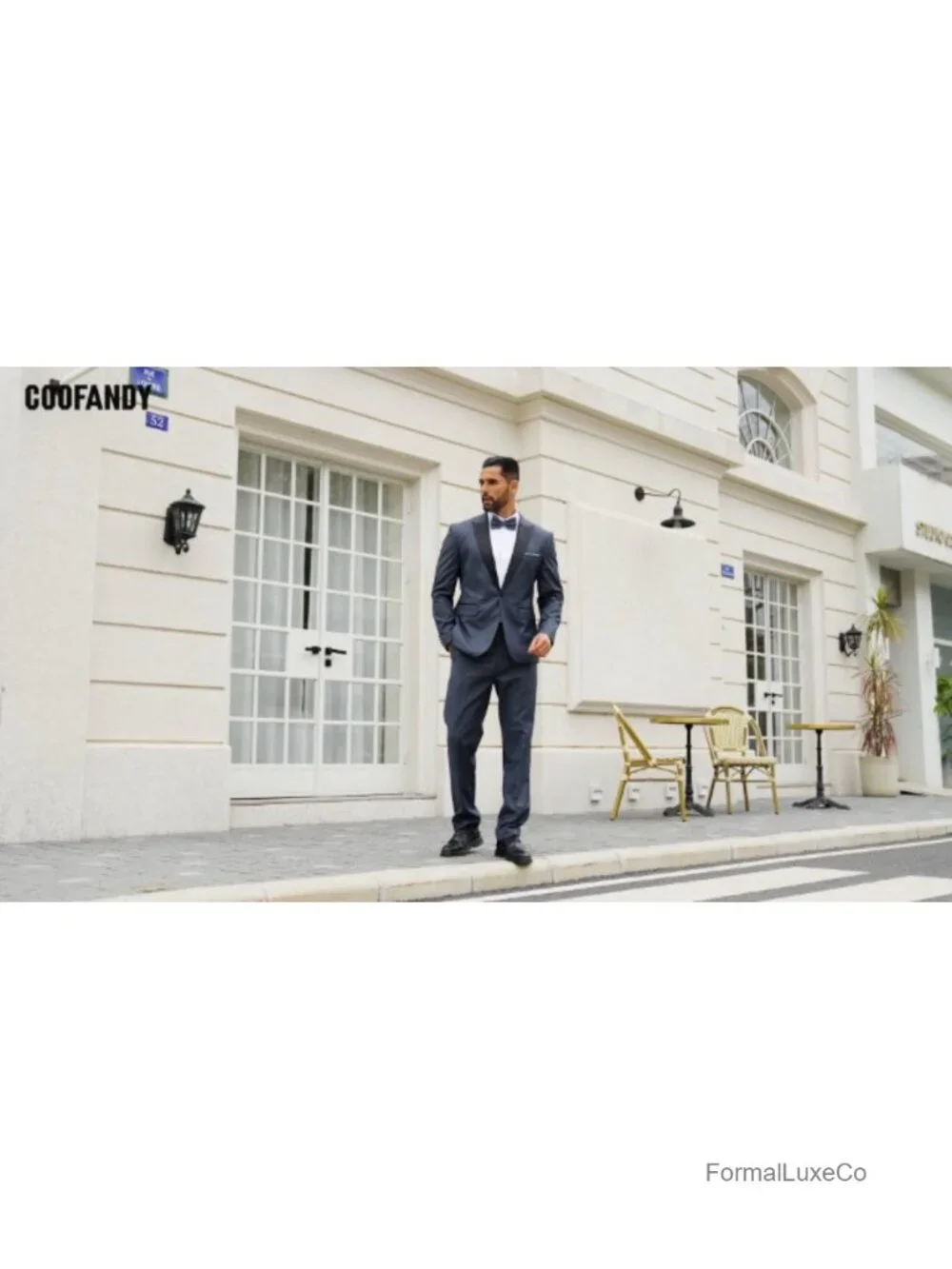 Men's 2 Piece Tuxedo Suit Set with Dress Pants & Bow Tie